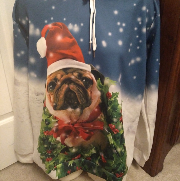 ? Tops - Pug Christmas Hoodie NWOT